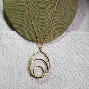 Large goldtone pendant on rope chain necklace